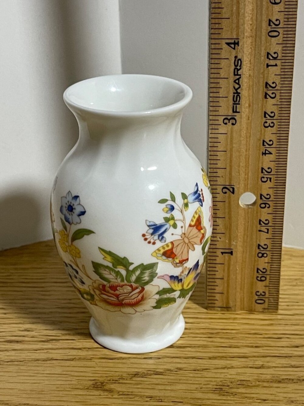 Aynsley Cottage Garden Fine Bone China Vase 3.5" Butterfly Floral England  VTG - Picture 7 of 8